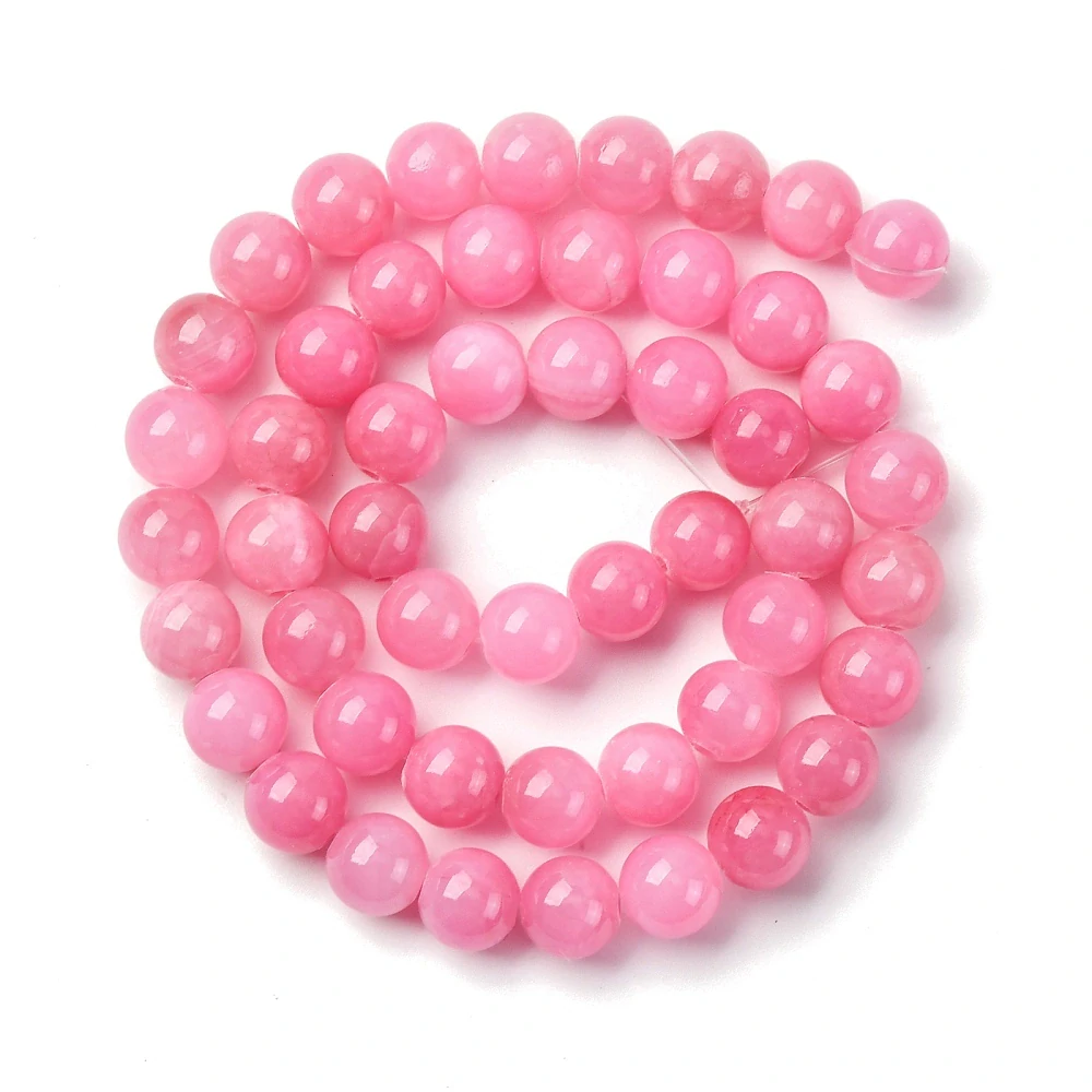 Jadeit růžový, 8 mm, šňůra 38 cm (cca 46 korálků)