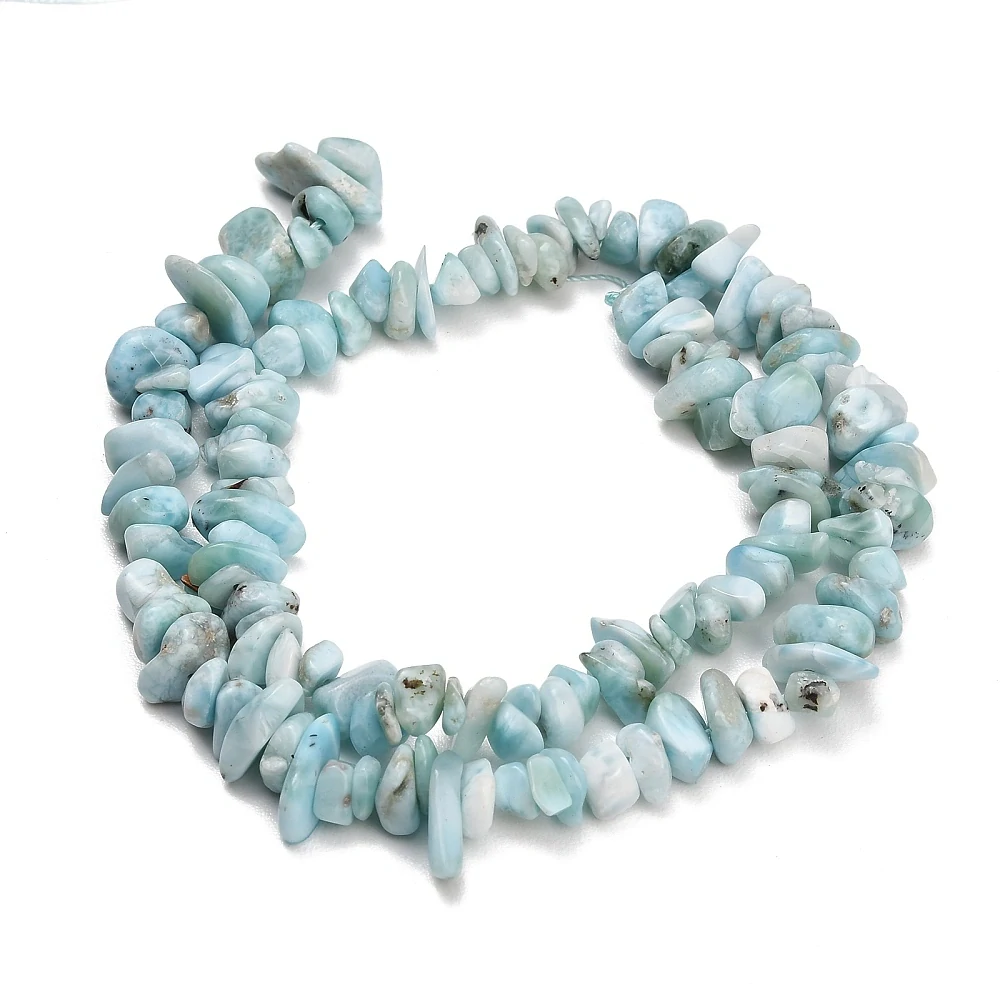 Larimar zlomky, 5-11 mm, šňůra 38 cm