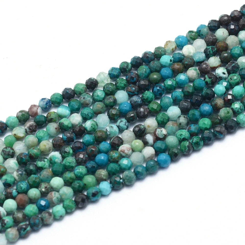Chryzokol, 3 mm, fasetovaný, půlšňůra 19 cm (cca 60 korálků)