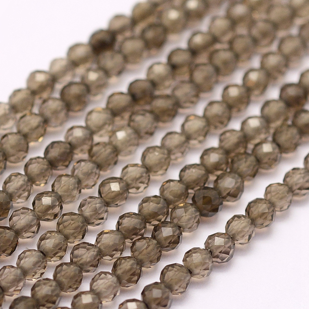 Záhněda, fasetovaná, 3 mm, šňůra 38 cm (cca 132 korálků)