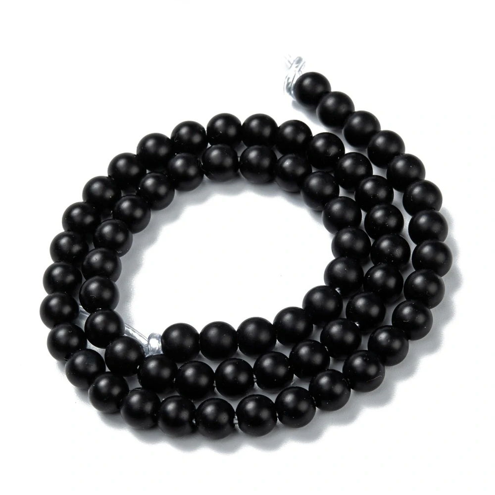 Onyx matný, kvalita A, 6 mm, šňůra 38 cm (cca 65 korálků)