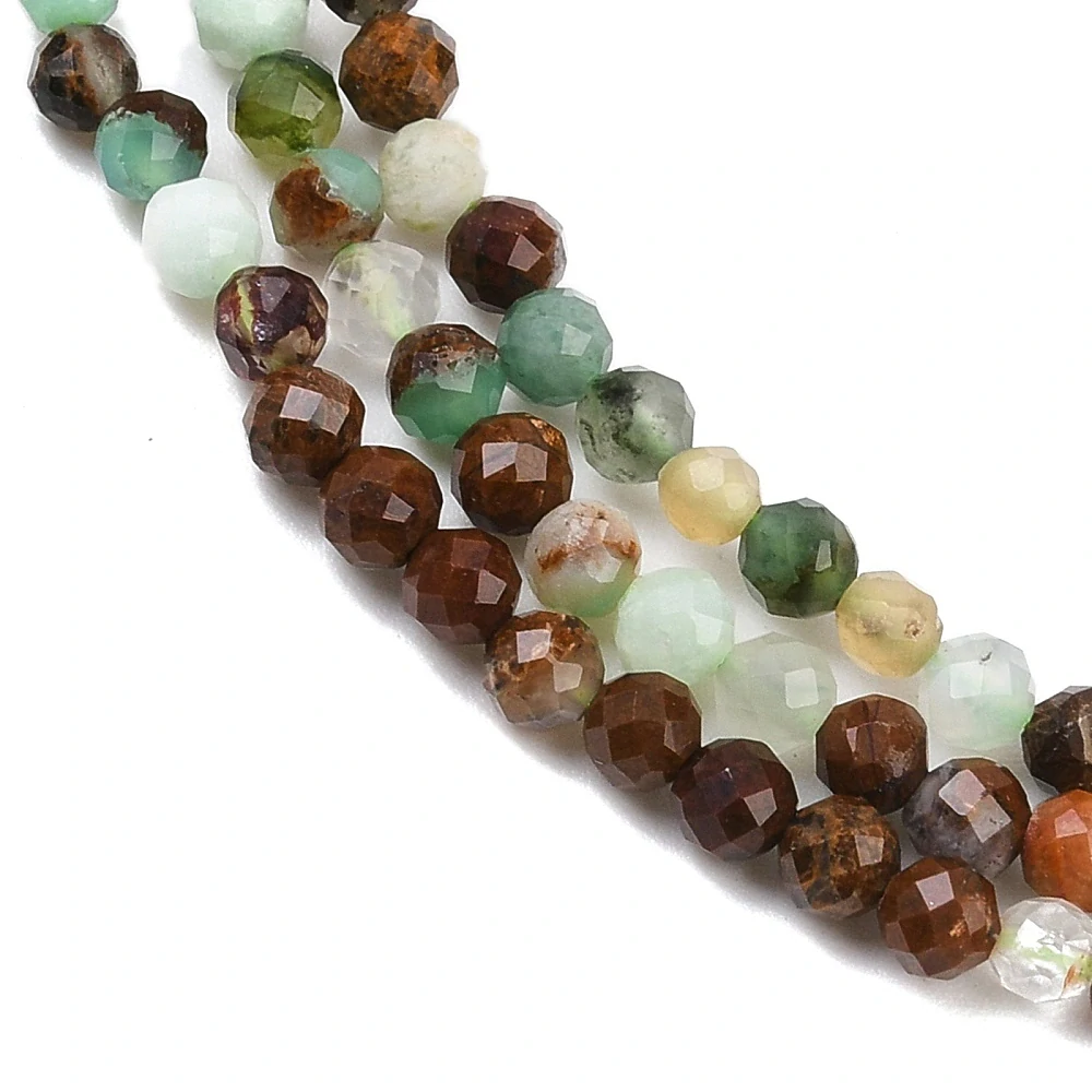 Chryzopras fasetovaný, 3-3,5 mm, šňůra 38 cm (cca 132 korálků)