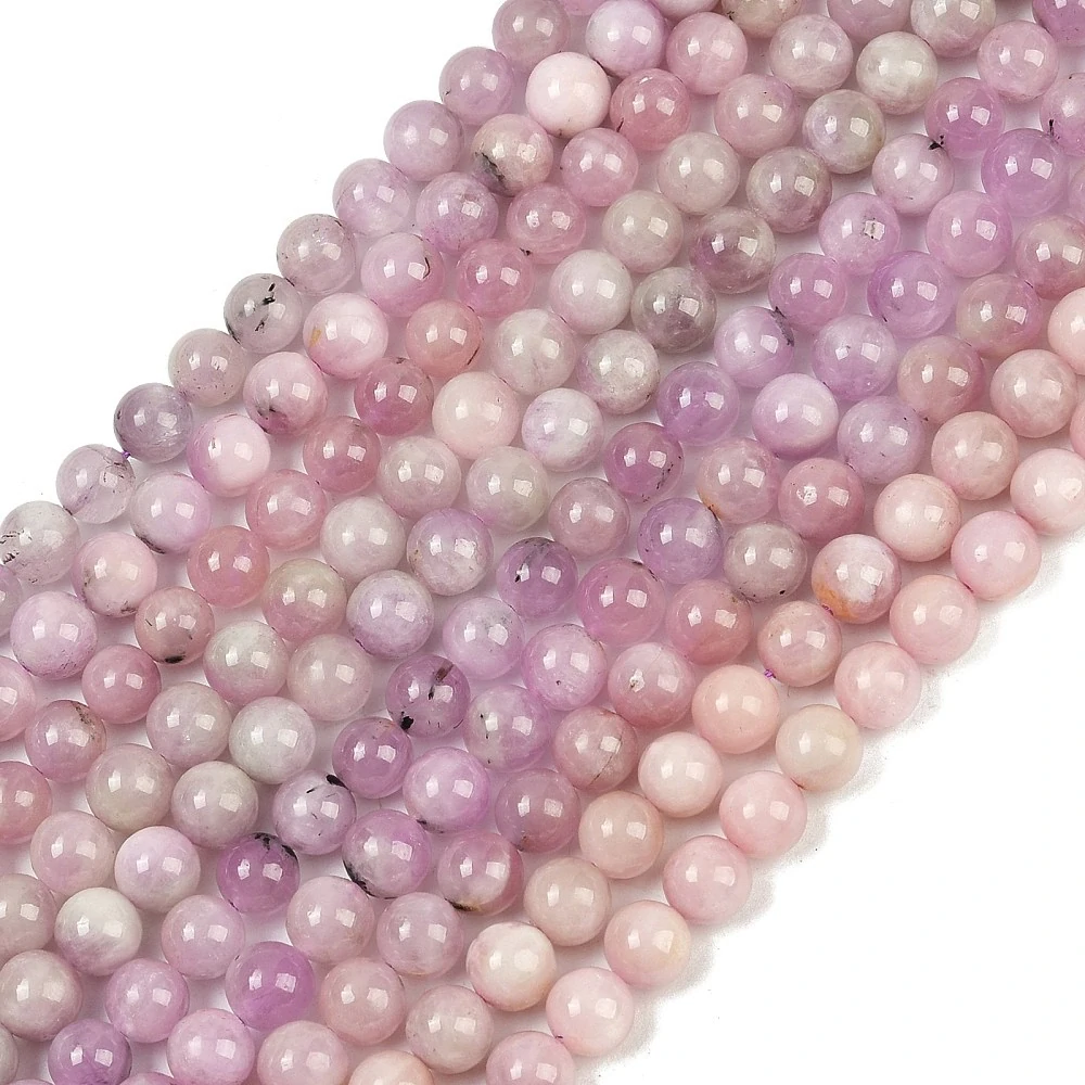 Kunzit, 8-9 mm, půlšňůra 19 cm (cca 23 korálků)