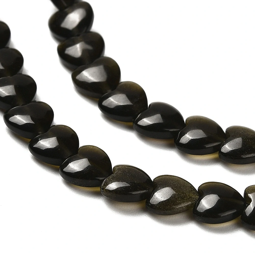 Obsidián zlatý srdce, cca 6 mm, balení 5 ks