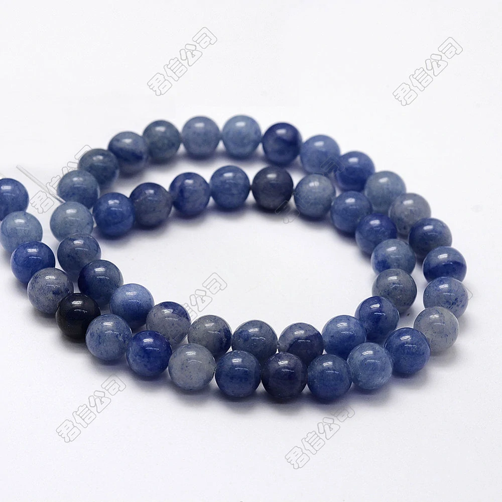 Avanturín modrý, 8-8,5 mm, šňůra 38 cm (cca 46 korálků)