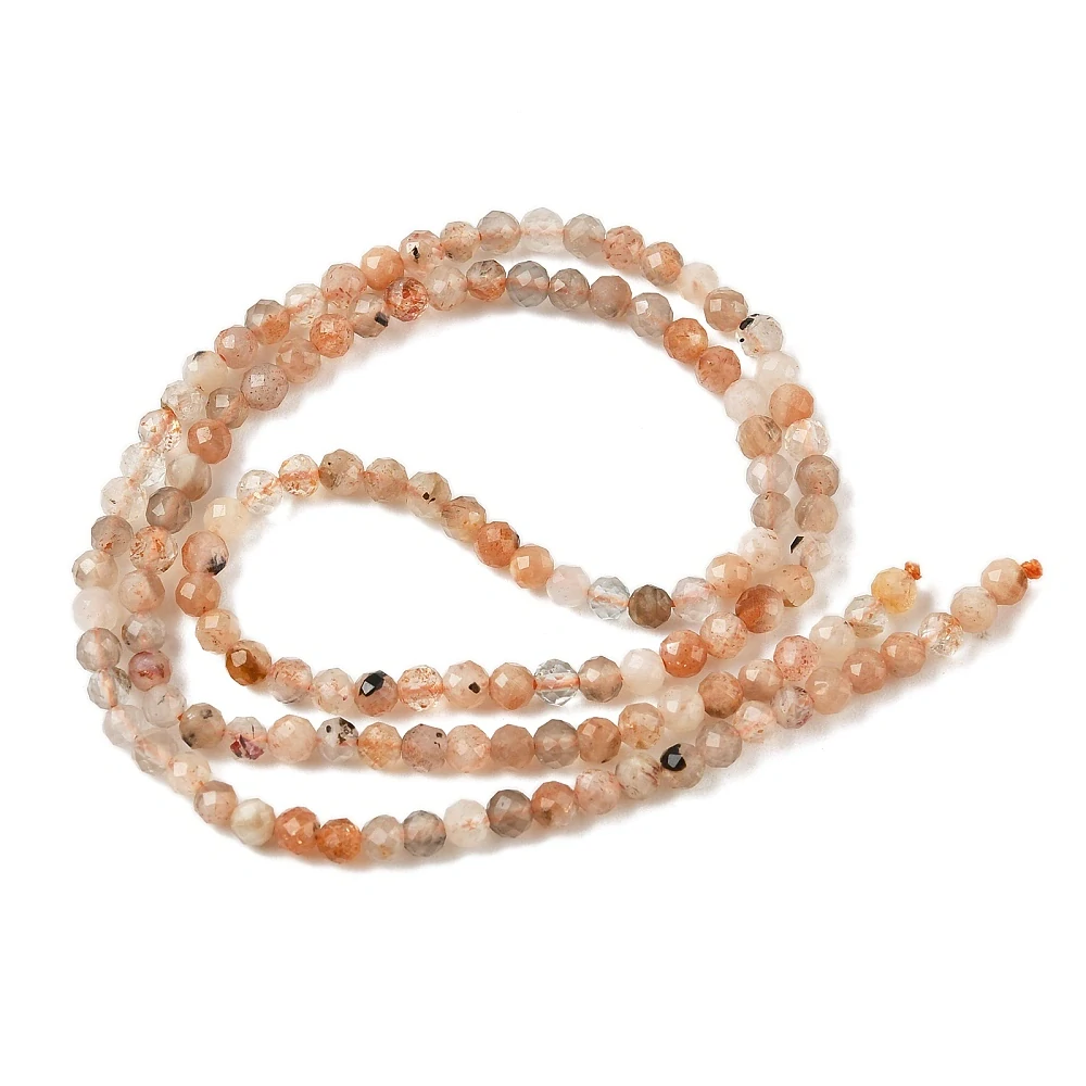 Měsíční kámen broskvový, fasetovaný, 3 mm, šňůra 38 cm (110 korálků)