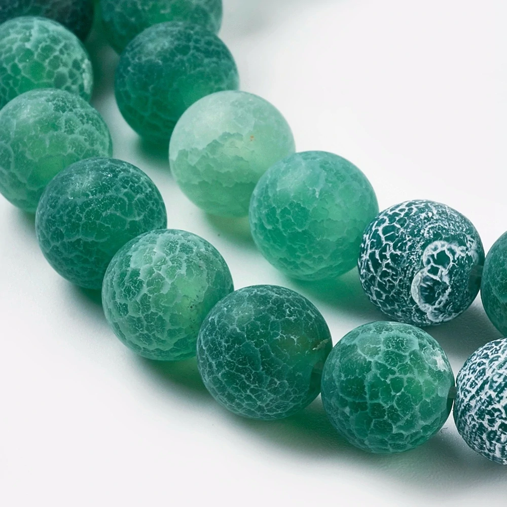 Achát ledový zelený, 8 mm, šňůra 38 cm (cca 46 korálků)