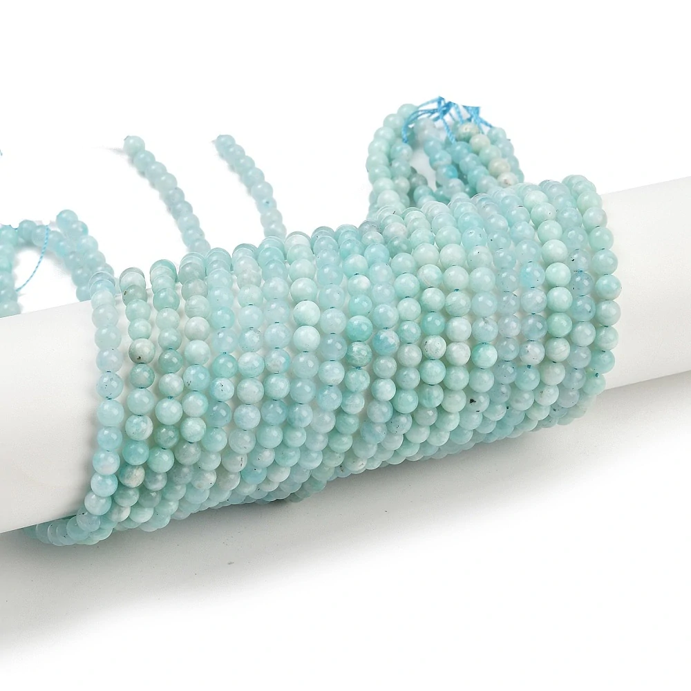 Amazonit, kvalita A, 4-4,5 mm, šňůra 38 cm 