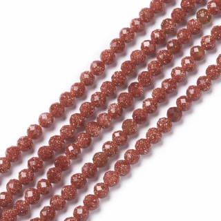 Syntetický goldstone, fasetovaný, 3 mm, šňůra 38 cm 