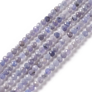 Tanzanit, fasetovaný, 3-3,5 mm, půlšňůra 19 cm (cca 58 korálků) 