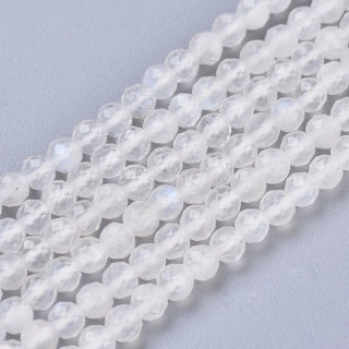 Měsíční kámen fasetovaný, kvalita AAA, 4-4,5 mm, půlšňůra 19 cm 