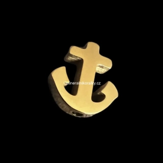 Ocelový korálek Kotva, zlatý, 19 x 14 mm