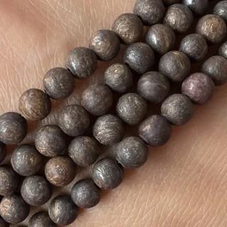 Bronzit 4,5-5 mm, matný, šňůra 38 cm (cca 85 korálků)