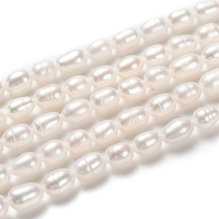 Říční perly, 7x5 mm, šňůra 36 cm (cca 45 korálků)