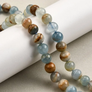 Kalcit modrý, 6,5-7 mm, půlšňůra 19 cm (cca 23 korálků)