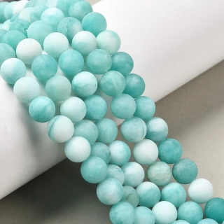 Jadeit tyrkysový barvený, matný, 8 mm, šňůra 38 cm (cca 46 korálků)